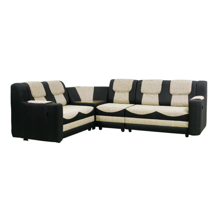 Asharee Deluxe-LCO2 Sectional Sofa Brown+Ivory